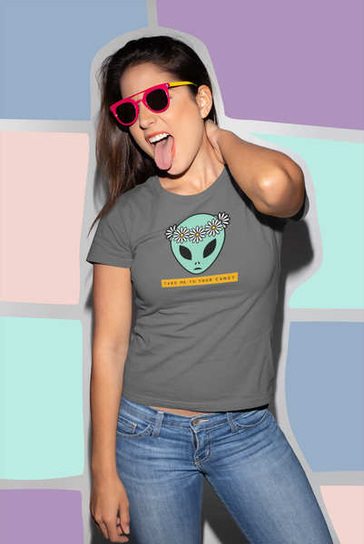 Hippy Alien 'Take Me To Your Candy'- Unisex Heavy Cotton Tee